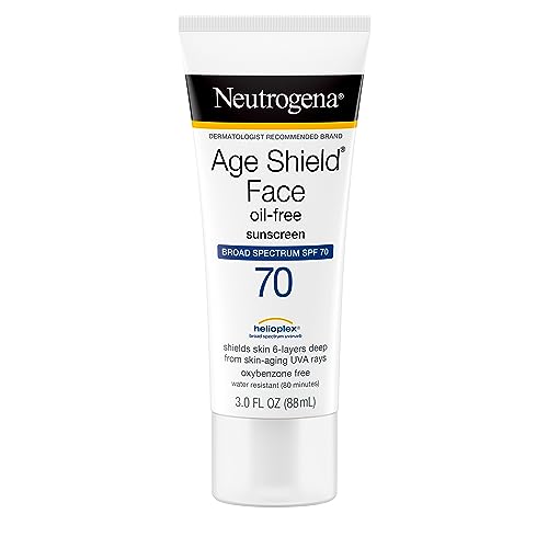 Neutrogena Age Shield Face Oil-Free Sunscreen Lotion with Broad Spectrum SPF 70, Non-Comedogenic Moisturizing Sunscreen to Help Prevent Signs of Aging, PABA-Free, 3 fl. oz (Pack of 3)