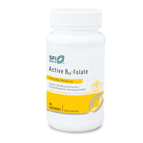 Klaire Labs SFI Health Active B12 & Folate Supplement - Vitamin B12 Lozenges with Methyl Folate - Hypoallergenic & Tastes Great (60 Dissolvable Tablets)