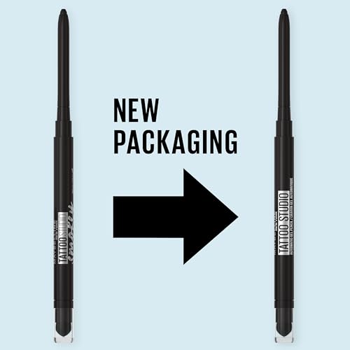 Maybelline Tattoo Studio Automatic Gel Pencil Waterproof Eyeliner, Blendable, Smudge Resistant, Matte Eyeliner For Up To 36HR Wear, Pitch Black (Smokey Black), Packaging May Vary