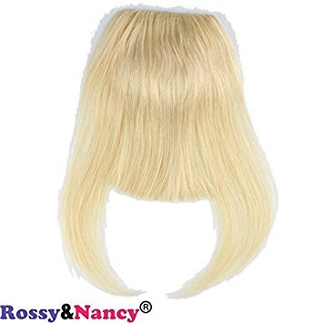 #613 : Rossy&Nancy #613 Blonde Color Brazilian Human Hair Clip-in Hair Bang Full Fringe Short Straight Hair Extension for women 6-8inch