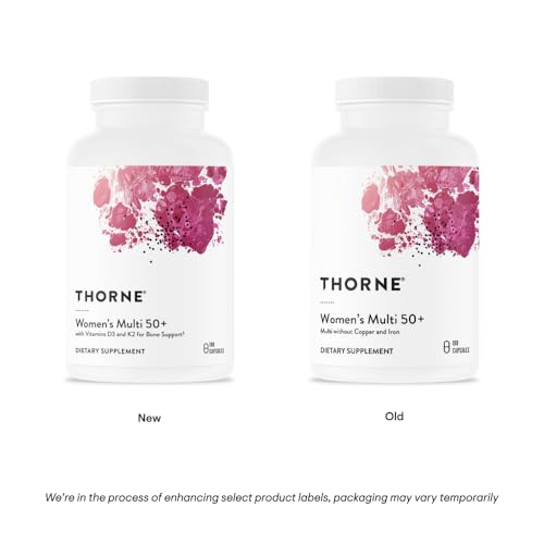 THORNE Women's Multi 50+ - Comprehensive Daily Multivitamin with Vitamins A, B6, B12, C, D, E, K, Zinc & More - Support Heart, Brain, Bone & Immune Health - 180 Capsules
