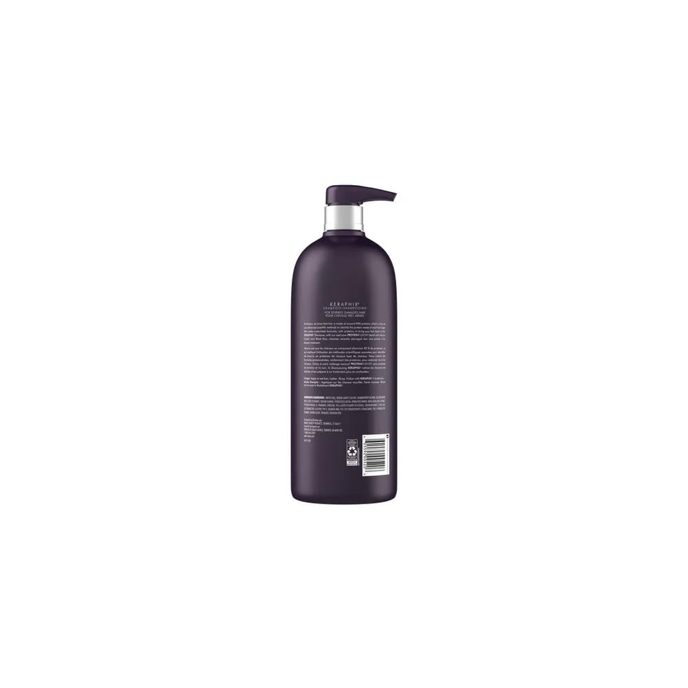 Nexxus Keraphix Shampoo With ProteinFusion for Damaged Hair Keratin Protein, Black Rice, Silicone-Free 33.8 oz
