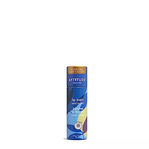 ATTITUDE Lip Balm, Natural Origin, Nourishes & Protects, Shea Butter, Coconut & Castor Oils, EWG Verified, For Dry Lips, Men and Women, Vegan, Unscented, 0.3 Oz