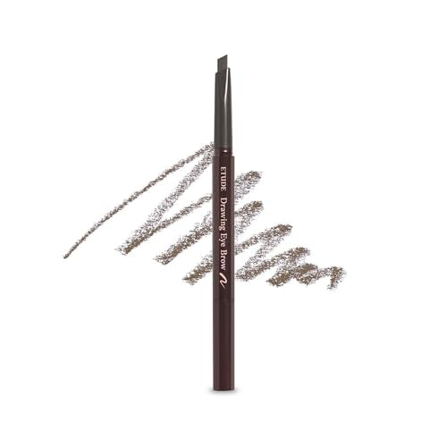 ETUDE Drawing Eye Brow, Eyebrow Pencil, Microblading, Long Lasting, Soft Textured Natural Daily Look, Korean Makeup, Beauty, Gray Brown (0.008 Ounce)