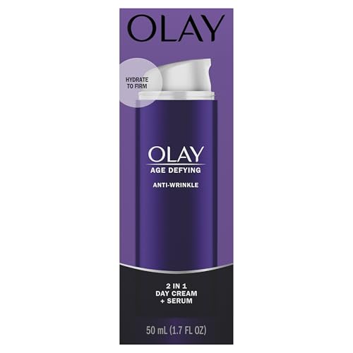 Olay Face Serum, Age Defying Anti-Wrinkle 2-in-1 Day Cream - Anti-Aging, Anti-Wrinkle, Smooths Fine Lines and Wrinkles, Firming, Lifting - Niacinamide, Glycerin, Aloe Vera, 1.7 Oz