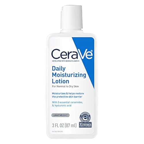 CeraVe Daily Moisturizing Lotion | 3 Ounce | Face & Body Lotion for Dry Skin with Hyaluronic Acid | Fragrance Free