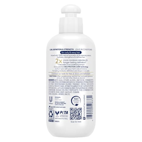 Dove Leave-in Conditioner 2-Pack, Curl Definition & Strength – Wavy and Curly Hair Products for Women, 7.5 Oz Ea