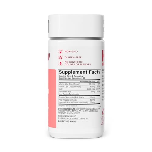 Habit Hair, Skin & Nails Supplement 2 Pack (120 Capsules) - New Look, Supports Skin Hydration, Hair & Nail Strength, Biotin 2000mcg, Vitamin A & C, Hyaluronic Acid, Rosehip, Vegan, Non-GMO