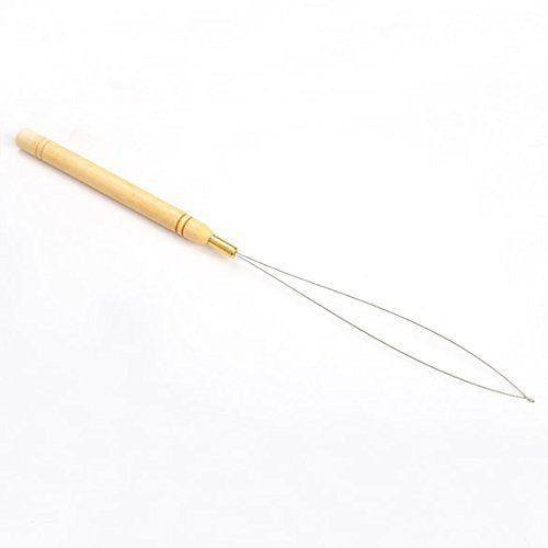 5 Wooden Hair Extensions Loop Needle Threader Wire Pulling Hook Tool for silicone microlink beads and feathers, Set of 5 for hair or feather extensions