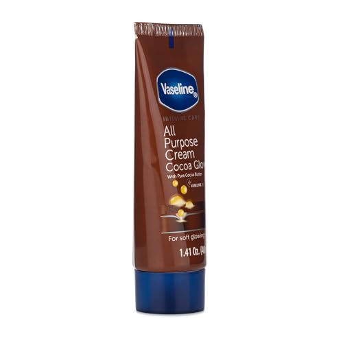 Vaseline All Purpose Cream Cocoa Glow, with Pure Cocoa Butter, 4-Pack, 1.41 FL Oz Each, 4 Tubes