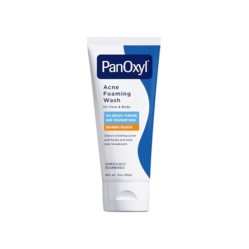PanOxyl Acne Foaming Wash Benzoyl Peroxide 10% Maximum Strength Antimicrobial, 3 oz. - Travel Size