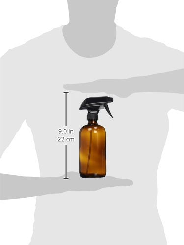 Empty Amber Glass Spray Bottle - Large 16 Oz Refillable Container Is Great For Essential Oils - Cleaning Products - Homemade Cleaners - Aromatherapy - Organic Beauty Treatments Or Cooking In The Kitchen - Durable Black Trigger Sprayer W/ Mist And Str