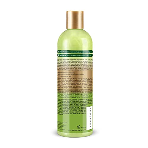 African Pride Olive Miracle Shampoo & Conditioner 2 in1 Formula (3 Pack) enriched with tea tree and olive oil to moisturize and protect hair and scalp, 12oz.