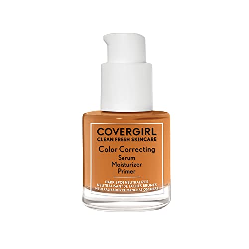 COVERGIRL Clean Fresh Skincare Color Correcting Serum Moisturizer Primer, Dark Spot Neutralizer, For Deep Skin Tones