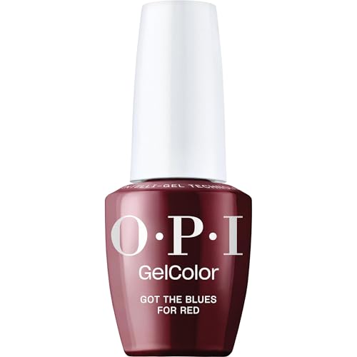 OPI GelColor Got the Blues for Red | Opaque Dark Red Crème UV Cure Gel Nail Polish | Vegan & HEMA Free, Long Lasting, High Shine