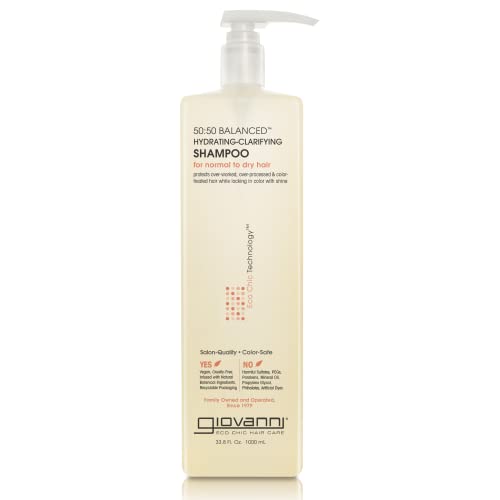 GIOVANNI 50:50 Balanced Hydrating Clarifying Shampoo, 33.8 oz. Leaves Hair pH Balanced & Clean, Ideal for Over-Processed, Stressed Hair, Can Use Daily, Sulfate & Paraben Free (Pack of 1)