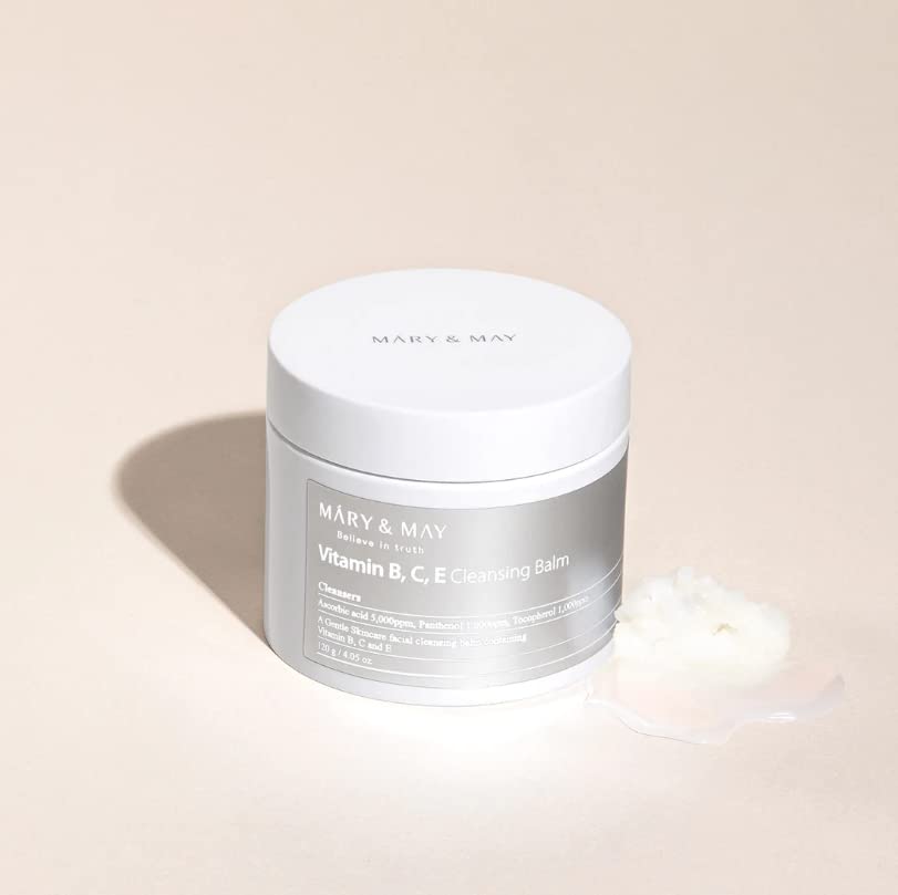Mary&May Vitamin B, C, E Cleansing Balm 4.05 Fl Oz / 120g | Oil Balm Melts at Skin Temperature, Gentle Skincare Facial Cleansing Balm, Vitamin B, C and E Make Up Remover | EWG ingredients