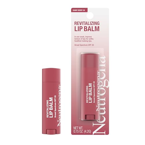 Neutrogena Revitalizing Tinted Lip Balm Broad Spectrum SPF 20 Sunscreen, Moisturizing Lip Balm with a Sheer Tint for Softer, Smoother, Healthier-Looking Lips, Sheer Sunny Berry 30, .15 oz