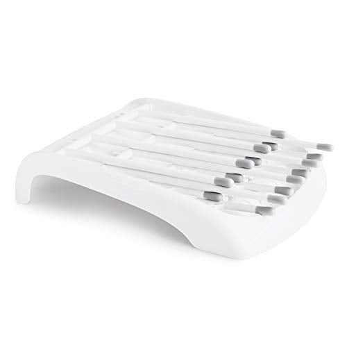 Munchkin Fold Baby Bottle Drying Rack - Compact Design Folds Flat for Easy Storage, White/Grey