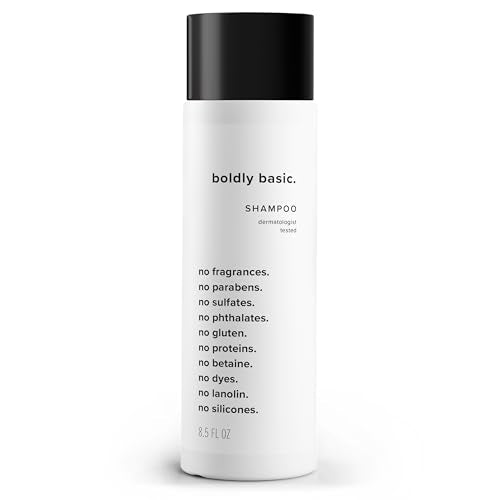 Boldly Basic Fragrance Free Shampoo - Gentle on Sensitive Skin and Hair - Unscented - Dermatologist Tested - No Sulfates, Parabens or Gluten - Non Comedogenic and Hypoallergenic