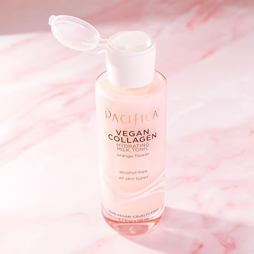 Pacifica Vegan Collagen Hydrating Milk Tonic – Alcohol-Free Milky Toner & Essence Moisturizing Vegan Collagen Face Tonic w/Hyaluronic Acid, Chamomile Jasmine All Skin Types Vegan Dermatologist Tested