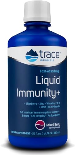 Trace Minerals Immunity Plus - Daily Liquid Supplement for Antioxidant Support - Immunity Support Supplement with Elderberry & Zinc - Ionic Trace Mineral Formula - Mixed Berry, 30 fl oz (30 Servings)