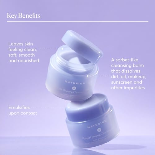 Naturium Purple Ginseng Cleansing Balm Plus Plant-Based Esters & Linoleic-Rich Oils, Smoothing Face Wash, 3.0 oz