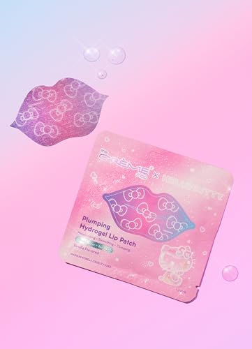The Crème Shop x Hello Kitty Plumping Hydrogel Lip Patch, Lip Masks for Dry Lips, Hydrating Lip Plumper Mask, Nourishing Lip Care - 50th Year Anniversary Limited Edition (Pack of 3)