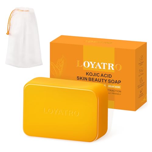LOYATRO Kojic Acid Turmeric Soap Bar Dark Spots for Face & Body, Deep Cleansing, Gentle Soap Sensitive Skin Formula, All Skin Types