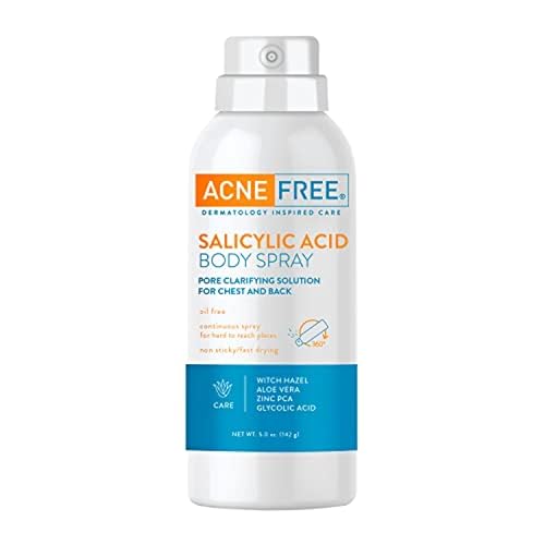 AcneFree Salicylic Acid Body Spray, Pore Clarifying Solution for chest and back, 5 Ounce