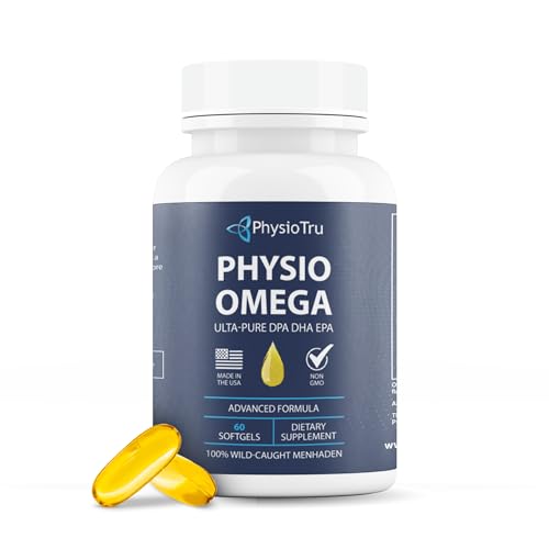 PhysioTru Physio Omega - Omega 3 Supplement - Sustainably Sourced - with DPA, EPA, and DHA - Burpless Fish Oil - 1 Pack