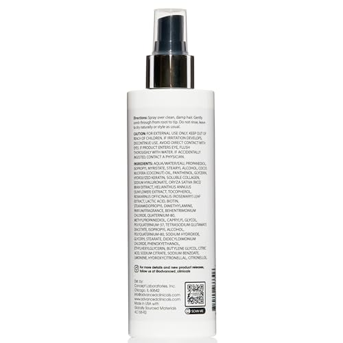Advanced Clinicals Keratin Detangler Spray. Detangling Hair Spray for Strong, Shiny Hair. Lightweight, Leave-in Conditioner with Amino Acids, Vitamin B5, Olive Oil Softens and Nourishes Hair, 8 Fl Oz