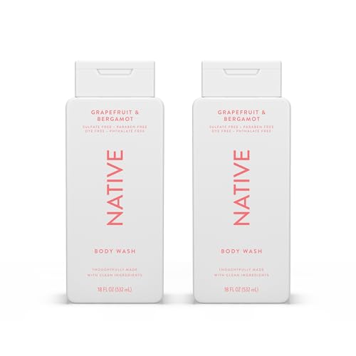 Native Body Wash Contains Naturally Derived Ingredients | For Women & Men, Sulfate, Paraben, & Dye Free Leaving Skin Soft and Hydrating | Grapefruit & Bergamot 18 oz - 2 Pk