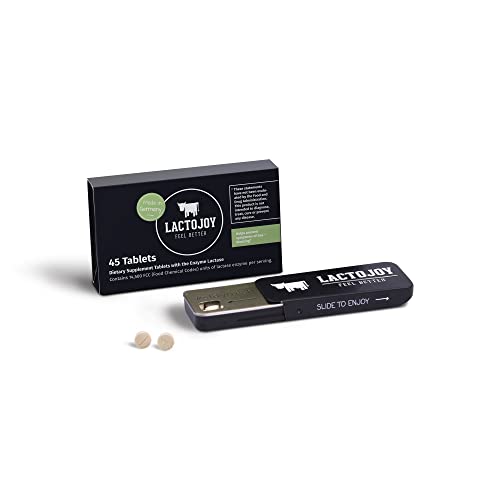 LactoJoy Lactase Pills I 45 Pieces I Powerful Lactase Enzymes for Lactose Intolerance I Ultra Pure Lactase for Improved Digestion I 100% Vegan