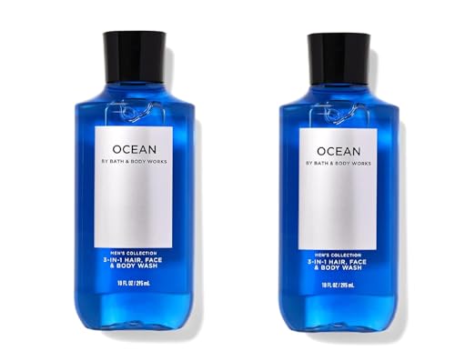Bath and Body Works For Men 3-in-1 Hair, Face & Body Wash - Value Pack lot of 2 - Full Size (Ocean)