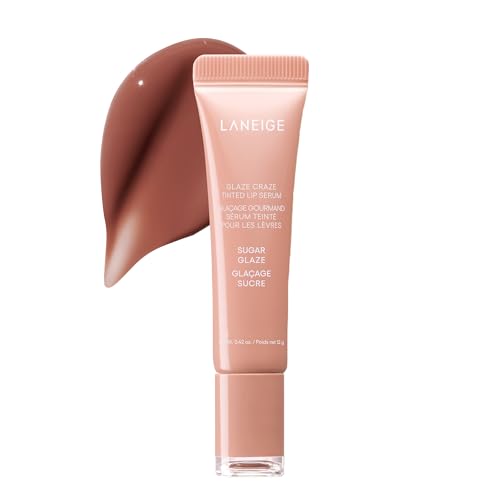LANEIGE Glaze Craze Tinted Lip Serum, Sugar Glaze: Hydrating Serum for Glossy, Nourished Lips with Plumping Polypeptides