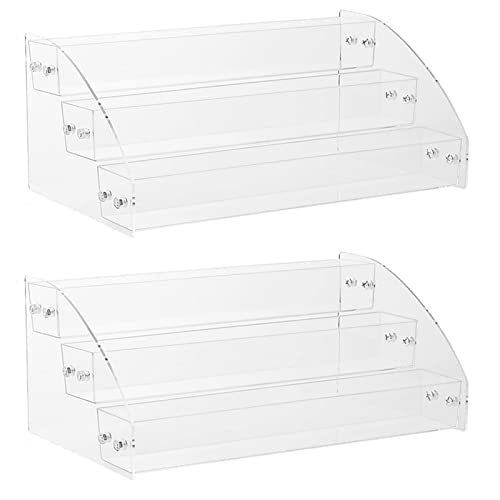 Yebeauty Clear Nail Polish Display Holder 2PCS 3 Layers, Acrylic Organizer Storage Tray Rack Stand Holder for Cosmetic Eyeglasses Lash Display