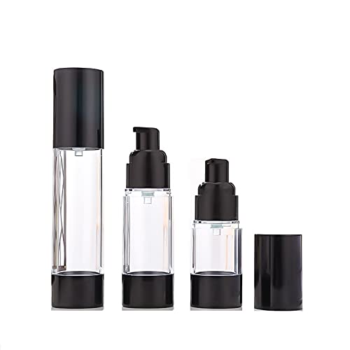 3Pcs/lot 15ml 30ml 50ml Empty Black Airless Lotion Cream Pump Plastic Container Cosmetic Bottle Dispenser Travel Containers Doubtless Bay