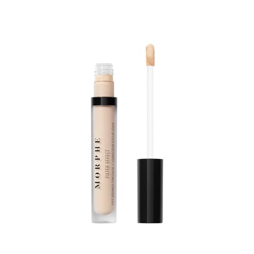 Morphe Filter Effect Soft Radiance Concealer - Buildable Coverage Liquid Concealer Face Makeup with Hyaluronic Acid & Pomegranate Extract & a Natural Radiant Finish - Light 4 (Warm) (0.12 fl oz)
