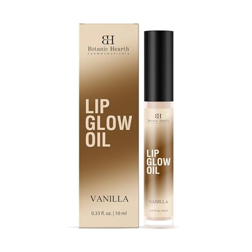 Botanic Hearth Lip Glow Oil with Vanilla flavor | Moisturizing & Hydrating Lip Gloss Oil for Dry Lips | Transparent Gloss | Lightweight & Non Greasy | 0.3fl oz