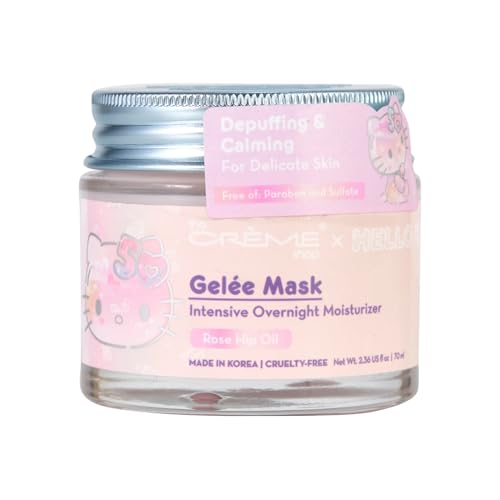 Hello Kitty x The Crème Shop Rose Hip Oil Overnight Mask – Hydrating & Soothing Sleeping Gel for Acne-Prone Skin, Korean Skincare, for Teens & Women, 1.05 oz