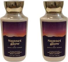 Bath and Body Works Sunset Glow Super Smooth Body Lotion Sets Gift For Women 8 Oz -2 Pack (Sunset Glow)