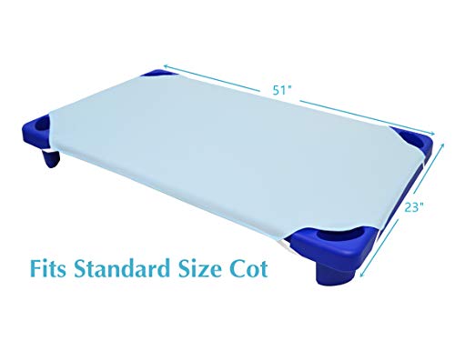 American Baby Company 100% Natural Cotton Percale Standard Daycare/Pre-School Cot Sheet, Blue, 23 x 51, Soft Breathable, for Boys and Girls