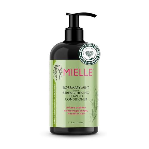 Mielle Organics Rosemary Mint Strengthening Leave-In Conditioner, Supports Hair Strength, Smooth Conditioner for Dry and Crinkled Hair, Weightless Hair Treatment