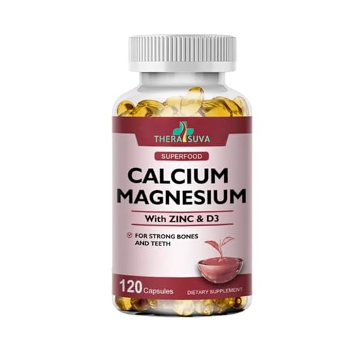 4 in 1 Calcium 1000mg + Magnesium 400mg + D3 + Zinc, Extra Strength, Complex Supplement for Bone and Immune Health. 120 SoftGels, 60 Day Supply