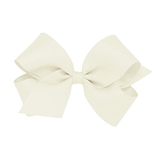 Wee Ones Girls' Classic Grosgrain Hair Bows on a WeeStay No-Slip Hair Clip, Handmade, Medium, Antique White