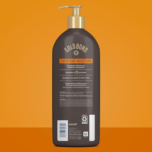 GOLD BOND Men's Essentials Everyday Moisture Daily Body & Hand Lotion with Vitamin C, Formulated for Men's Dry Skin, Value Size, 24 oz.