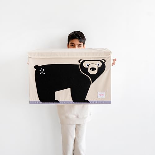 3 Sprouts Large Toy Chest for Kids with Lid and Handles - Collapsible Toy Storage Bin/Trunk/Box/Basket Organizer for Boys & Girls Playroom, Nursery, Leopard