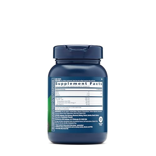 GNC Triple Strength Fish Oil Mini Omega 3 Supplement, 1000mg EPA and DHA, Supports Heart, Brain, Skin, Eye and Joint Health, 120 Mini Softgels
