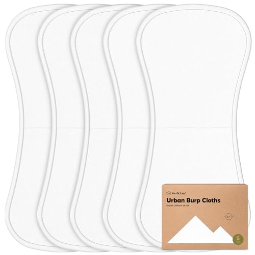 Organic Burp Cloths Baby Boy & Girl - 5-Pack Super Absorbent Cotton Burping Cloths for Babies, Soft & Plush Newborn Spit Up Rags, Infant Towels for Milk Spit Up, Unisex, Large 21 x 10 (Soft White)